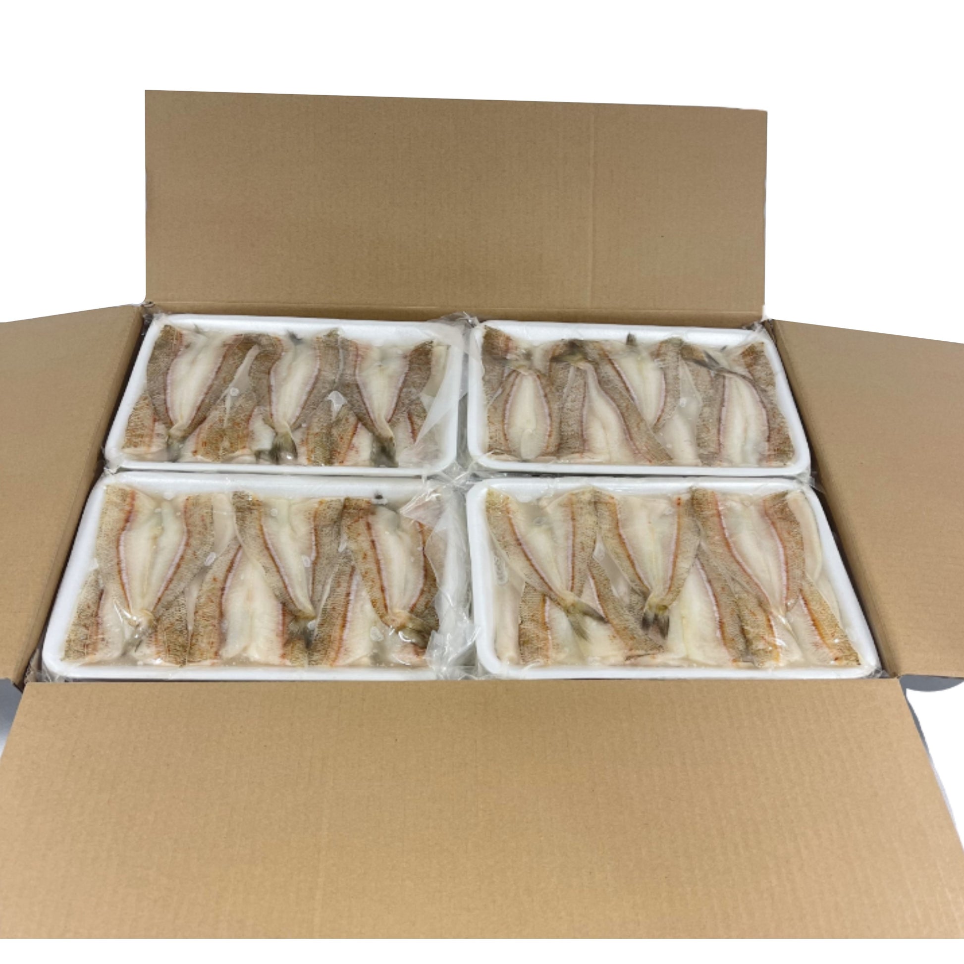 butterfly whiting trays in open carton 