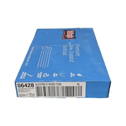 Blue box with a brand logo and text on a white background