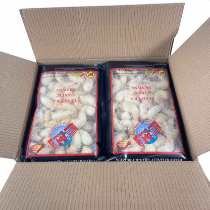 inside tempura garlic prawn carton