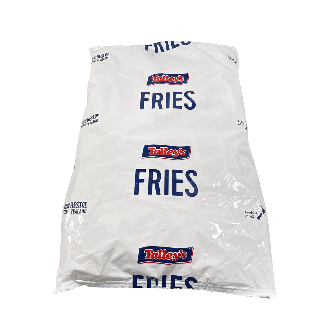 Bag of Talley's Fries on a white background