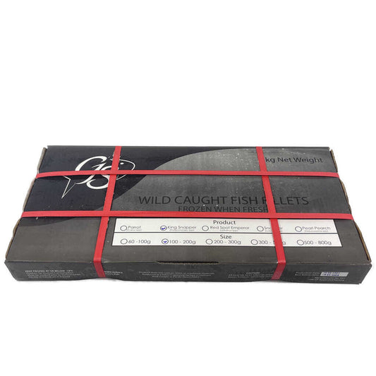 Box of King Snapper, on a white background