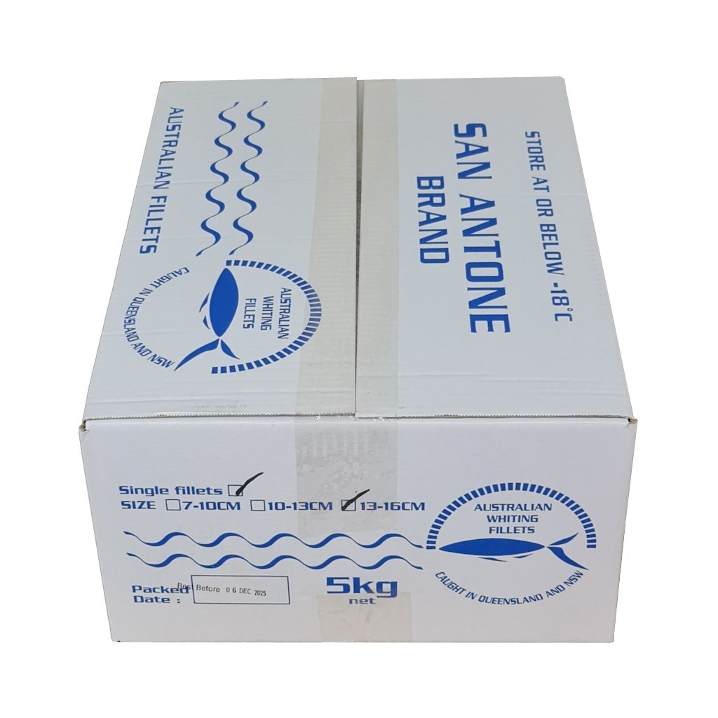 Straight Cut Whiting Skin On iqf 13cm+ 5kg