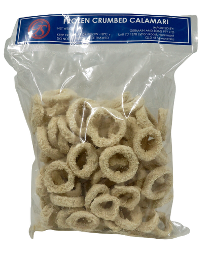 crumbed calamari rings in packaging no background