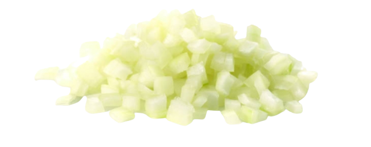 pile of diced onion no background