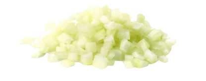 pile of diced onion no background