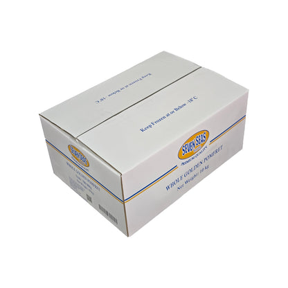 White cardboard box with blue and yellow Seven Seas branding on a white background