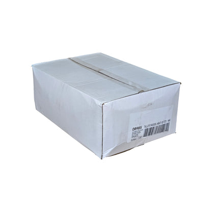White cardboard box with a barcode label on a white background