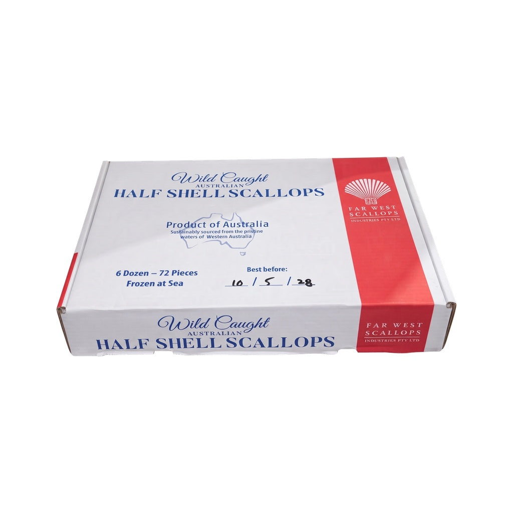 Halfshell Scallops - Western Australia - Medium 6 Doz Ctn