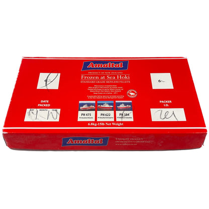 Red Amalfal packaging box on a white background