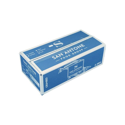 Blue box with 'San Antone' branding on a white background