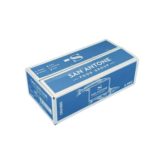 Blue box with 'San Antone' branding on a white background