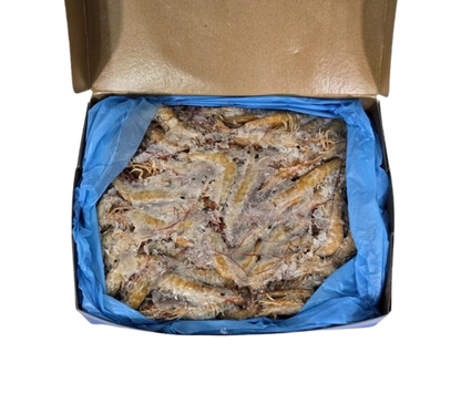 inside green whole cooked prawn no background