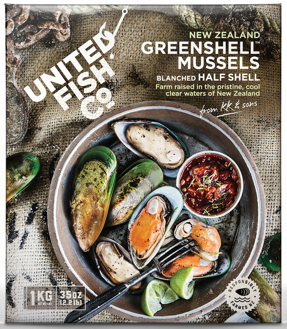 Greenshell™ Half Shell Mussels 1kg Box